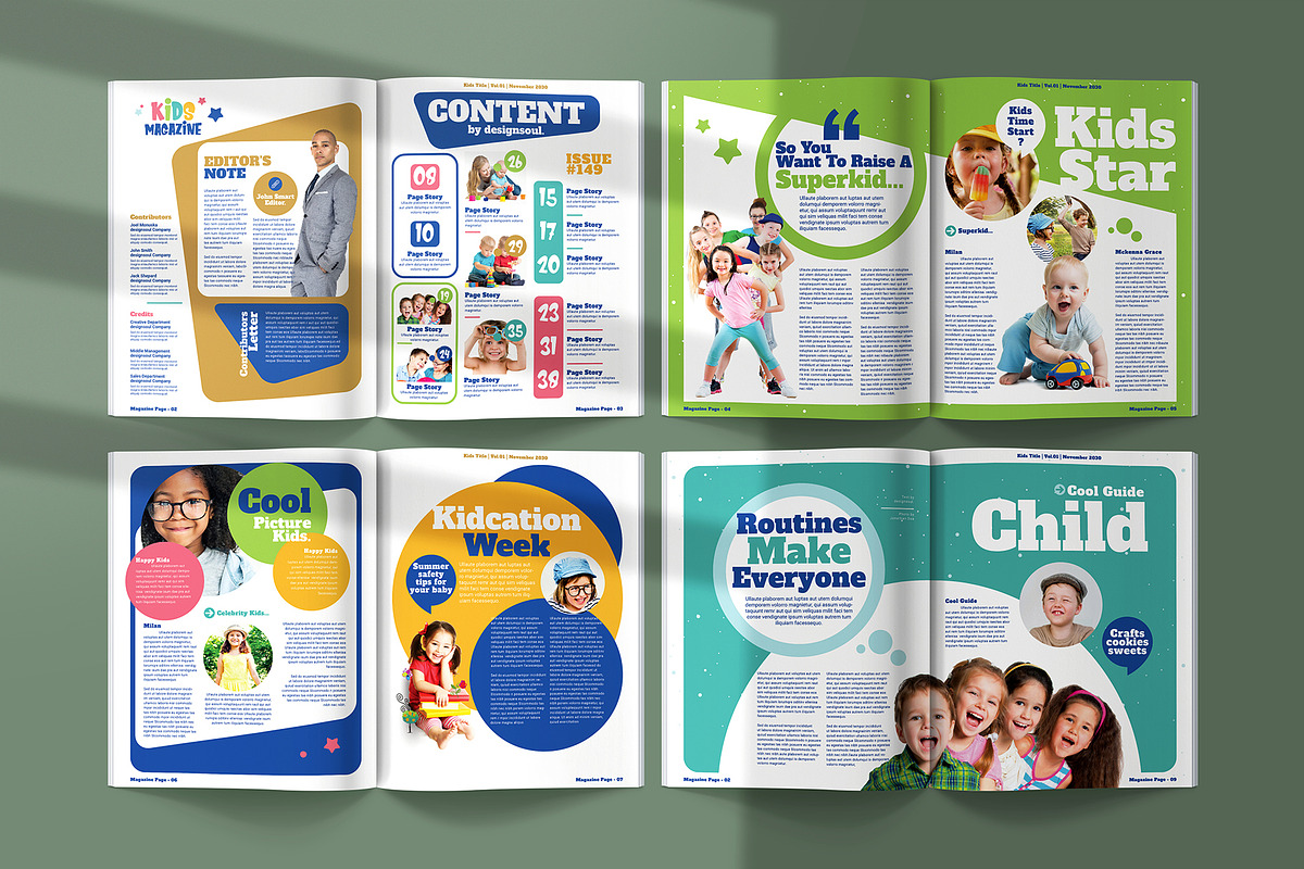 Kids Magazine Template InDesign, a Magazine Template by Designsoul14 (Photo 3 of 8)