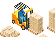 Forklift moving boxes on warehouse, a Transportation Illustration by Yayasya (Thumbnail 2 of 3)