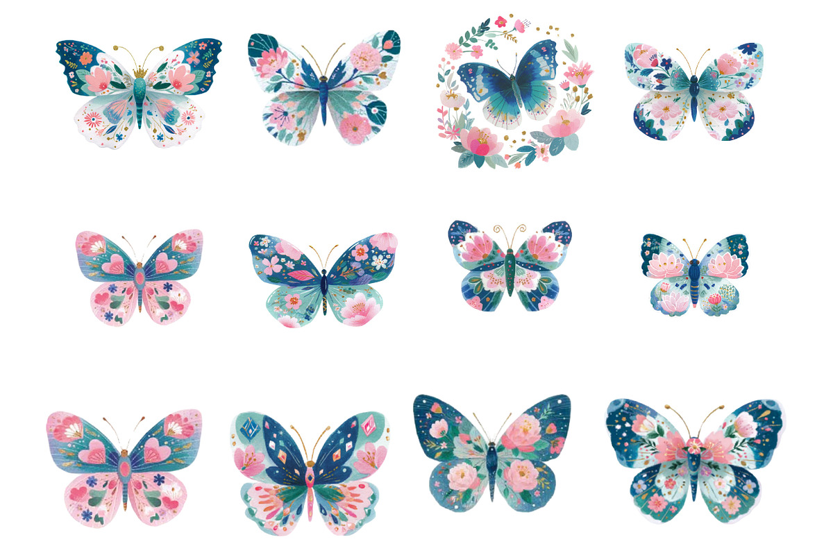 Pastel Butterfly PNG Sublimation, an Illustration by Designking (Photo 3 of 5)