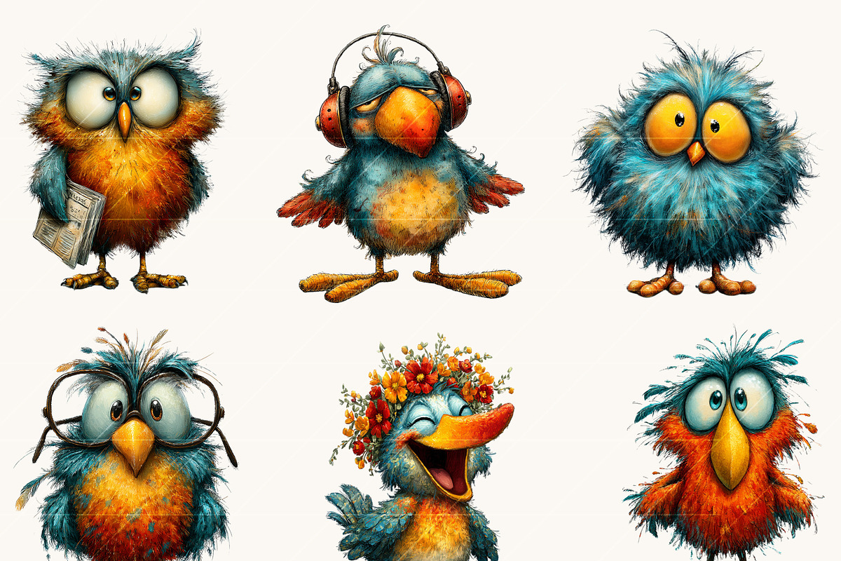 Whimsical Funny Birds Clipart, an Animal Illustration by Design Scotch (Photo 5 of 9)