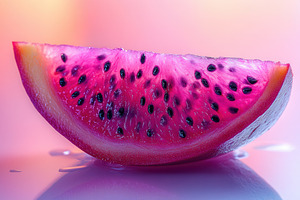 Vibrant slice of dragon fruit on ref, a Photo by Tanuart