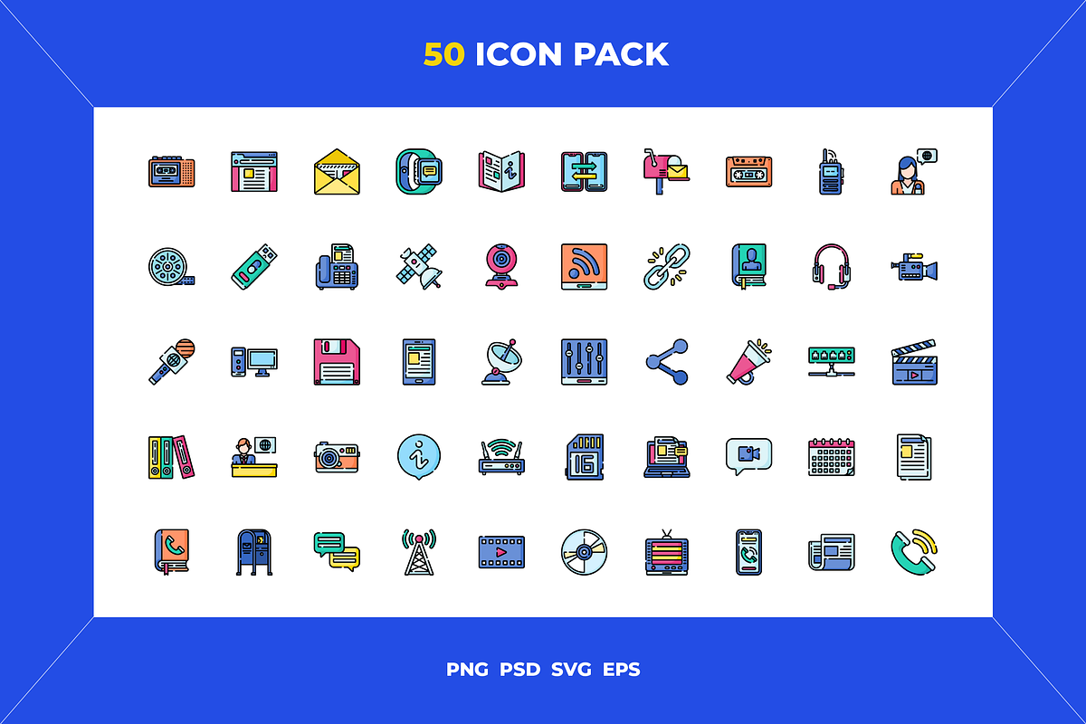 50 Communications and media icons, an Icon by Wencory (Photo 1 of 2)