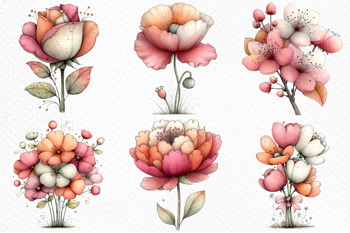 Whimsical Floral Spring Clipart, an Illustration by Craft Nest (Photo 5 of 11)