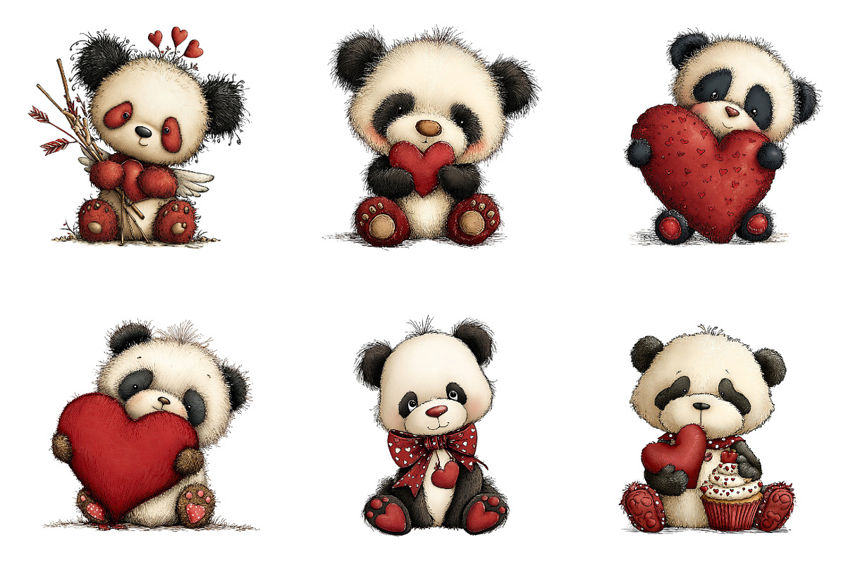Quirky Valentines Panda Clipart, an Illustration by Dream Creation (Photo 6 of 7)