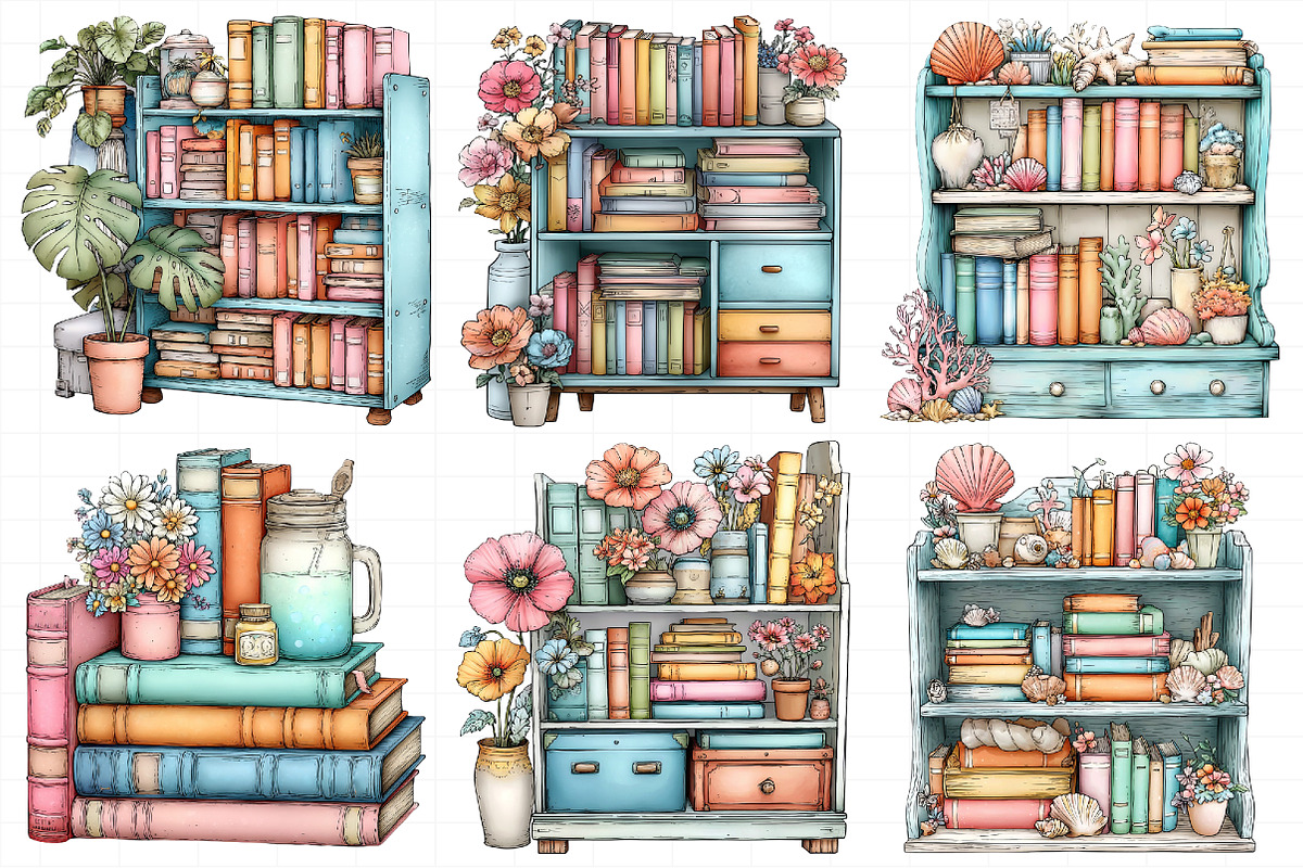 Summer Bookshelf Clipart, an Illustration by Daily.Designs (Photo 8 of 8)