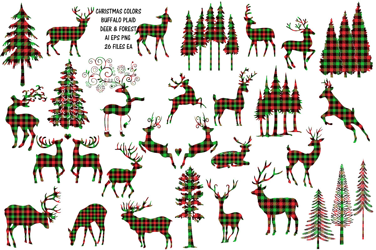 Christmas Buffalo Plaid Deer/Forest, an Animal Illustration by FrankiesDaughtersDesign (Photo 1 of 4)