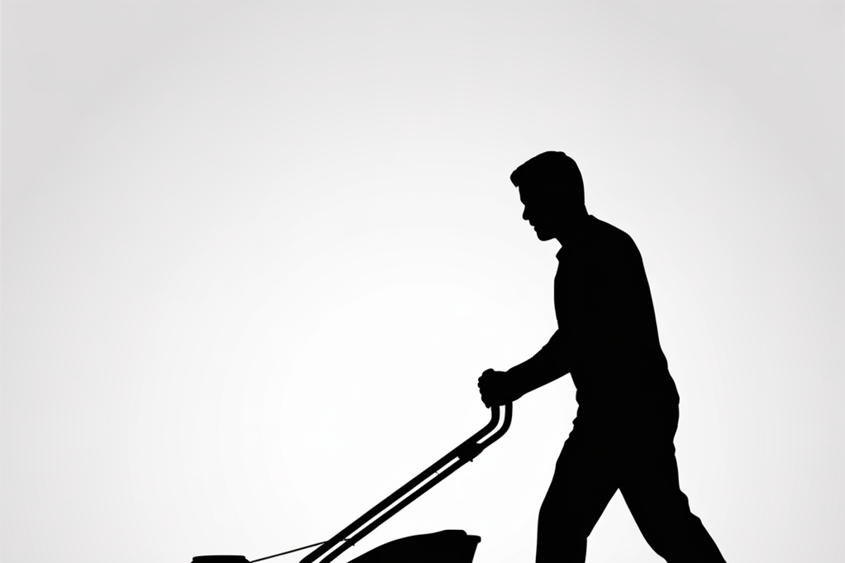 silhouette of a man mowing the lawn, an Illustration by Amazin_art (Photo 13 of 21)