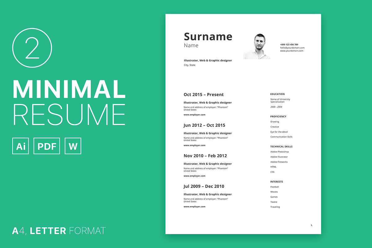 Minimal Resume 02, a Resume Template by Spovv