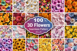 3D Flower Seamless Pattern