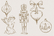 Victorian Line Art Christmas Set, a Decorative Illustration by AlenaVlasko stock Market (Thumbnail 12 of 13)