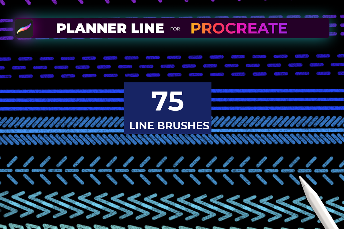 Linear brushes patterns Procreate, a Brush Add-On by Graphics Resources (Photo 6 of 15)