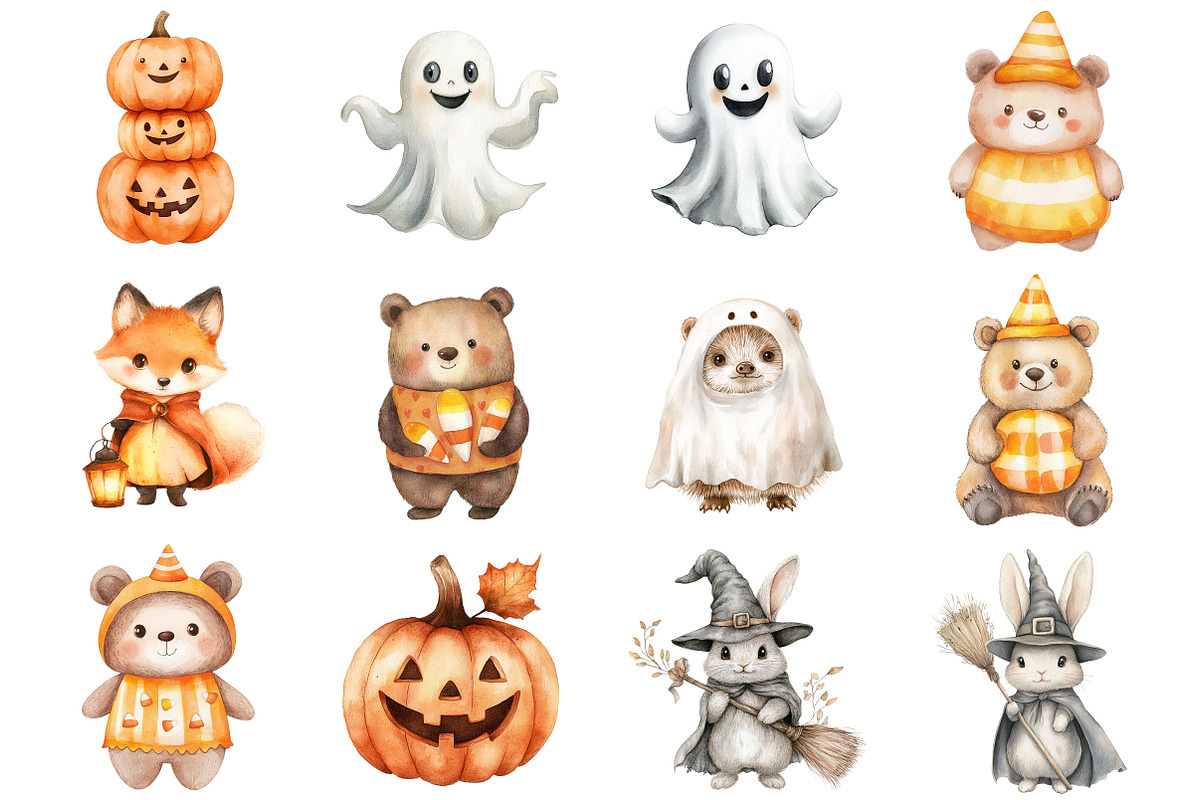 Woodland Halloween Clipart PNG, a Seasonal Illustration by CitraGraphics (Photo 2 of 7)