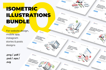 Isometric 30 illustration bundle