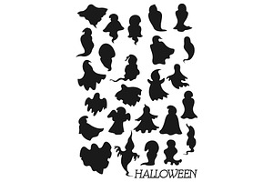 Halloween ghost silhouettes, an Illustration by Vector Tradition