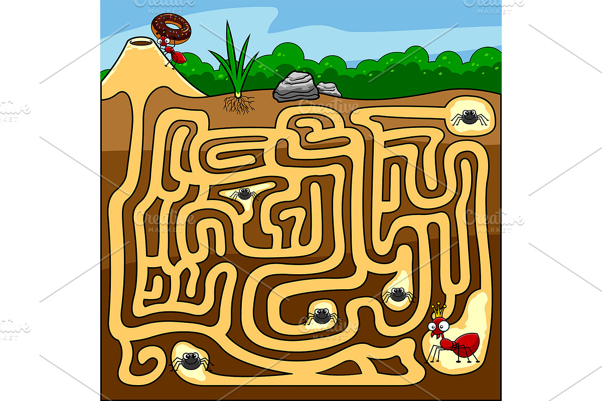 Cartoon Maze Game Education For Kids, an Animal Illustration by HitToon ...
