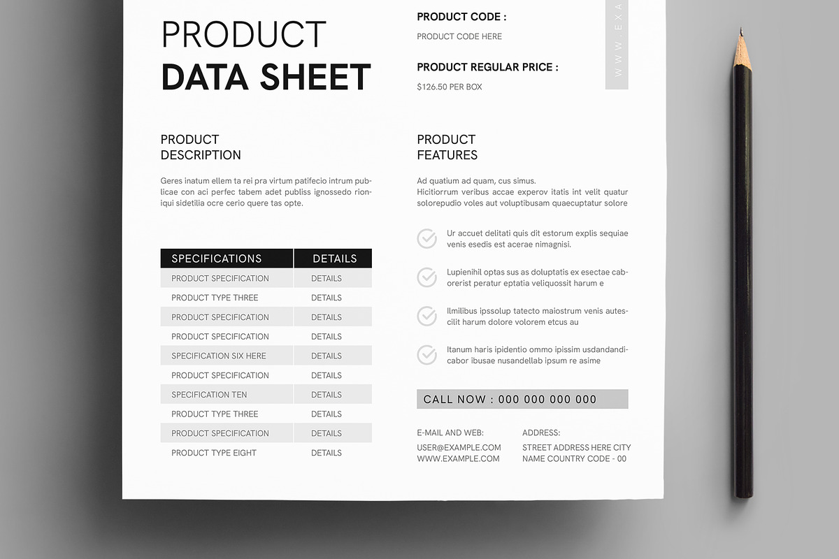 Product Data Sheet Template, a Stationery Template by MightyDesign (Photo 3 of 7)