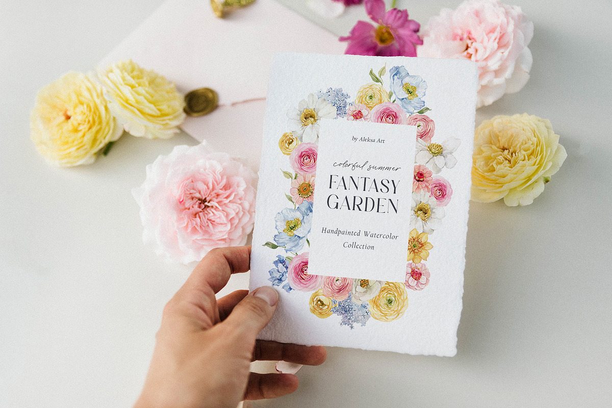 Fantasy Garden summer watercolor set, a Decorative Illustration by AleksaArt (Photo 8 of 20)