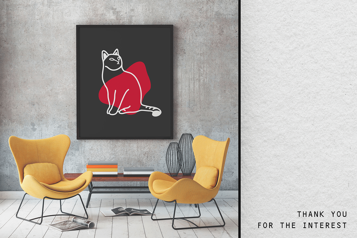 Line art plant and cat drawings, an Animal Illustration by eka panova (Photo 6 of 6)