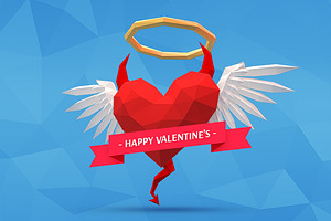 Low Poly Saint Devil Heart