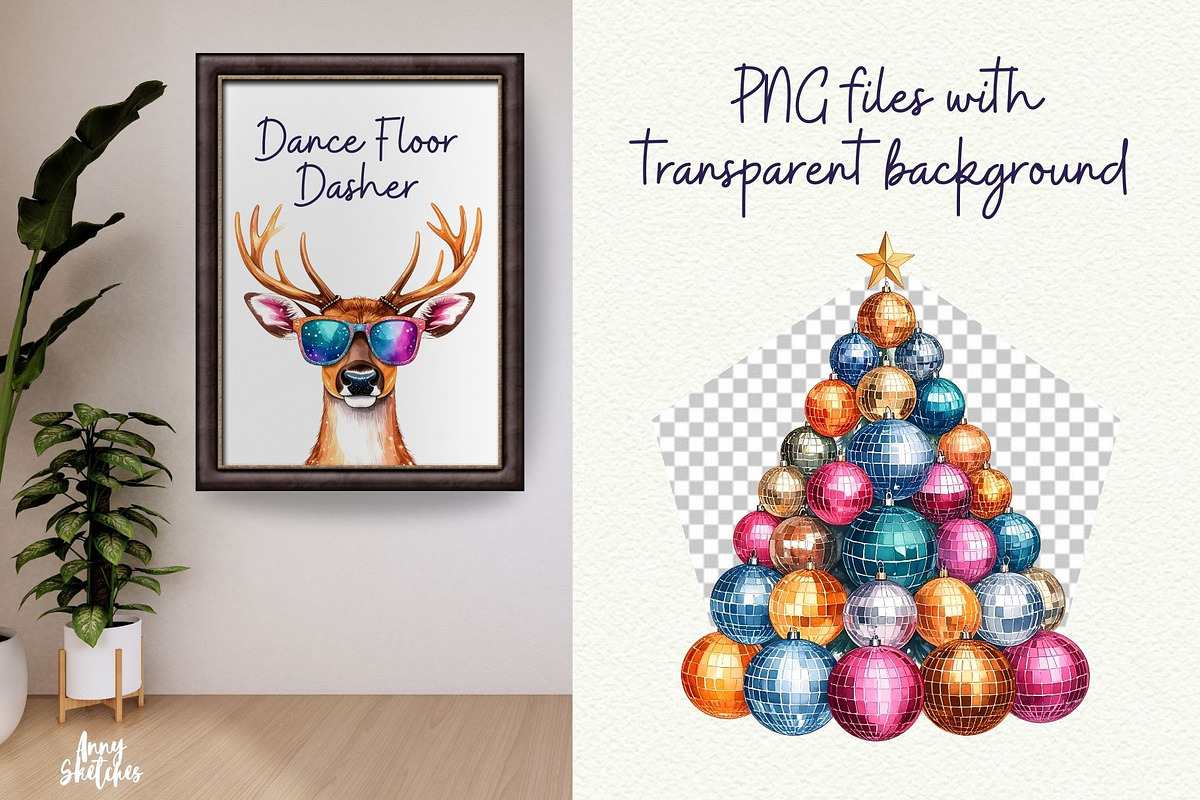 Groovy Disco Christmas, a Seasonal Illustration by Anna Design Studio (Photo 6 of 12)
