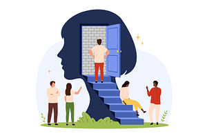 Facing Closed Mind & Barriers, an Education Illustration by Flashvector
