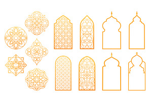 Golden Ramadan ornament set with, an Illustration by art PVP - market