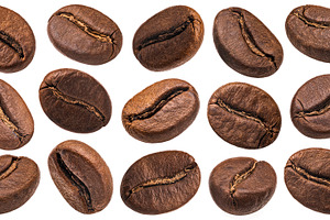 Roasted coffee beans isolated, a Food & Drink Photo by Max Lashcheuski
