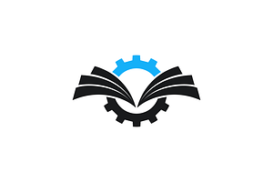 Gear Book Logo Vector Template
