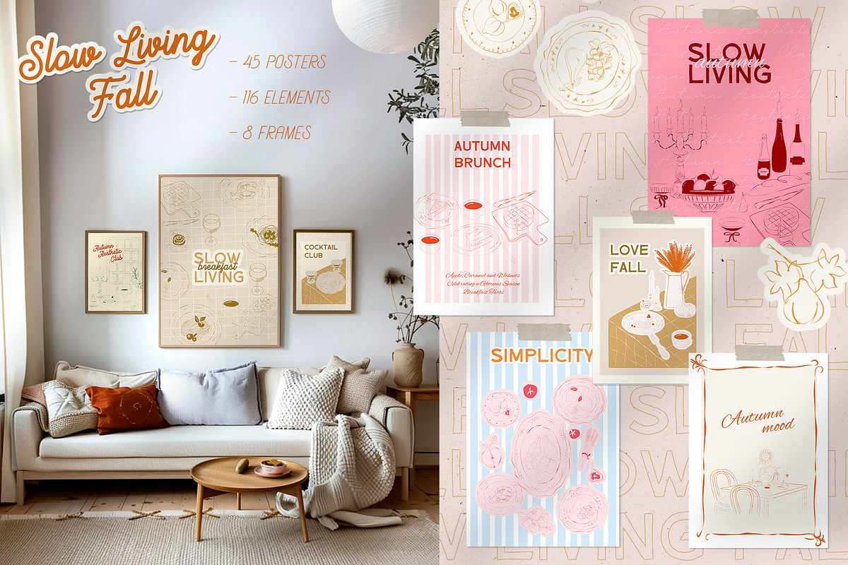 Slow Living. Fall posters collection, a Decorative Illustration by Mio Buono (Photo 2 of 13)