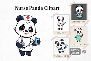 Nurse Panda Clipart, a Graphic by Artnoy