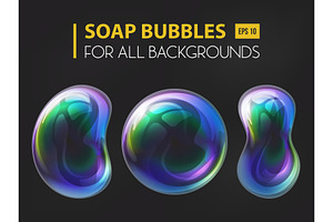 3d Realistic Soap Or Water Bubbles