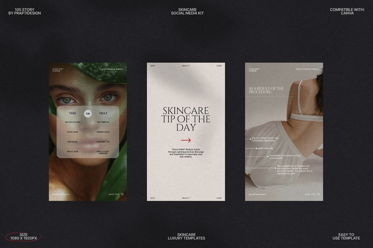 Minimal Skincare Story Kit Canva preview 5