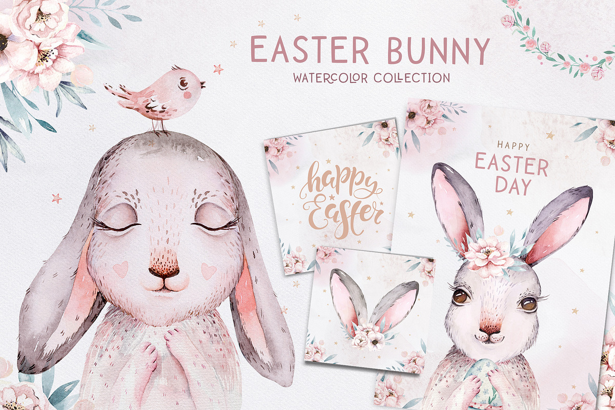 Easter bunny watercor collection, an Animal Illustration by Peace ART (Photo 1 of 13)