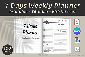 7 Days Weekly Planner Canva Template