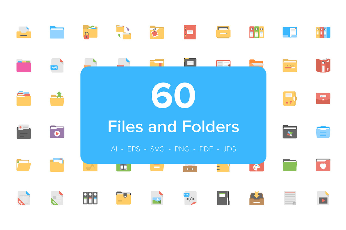 60 Files and Folders Flat Icons, a Duotone Icon by Creative Stall (Photo 1 of 2)