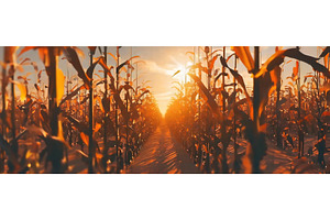 A cornfield at sunset with golden, an Animal Photo by Igor Tichonow