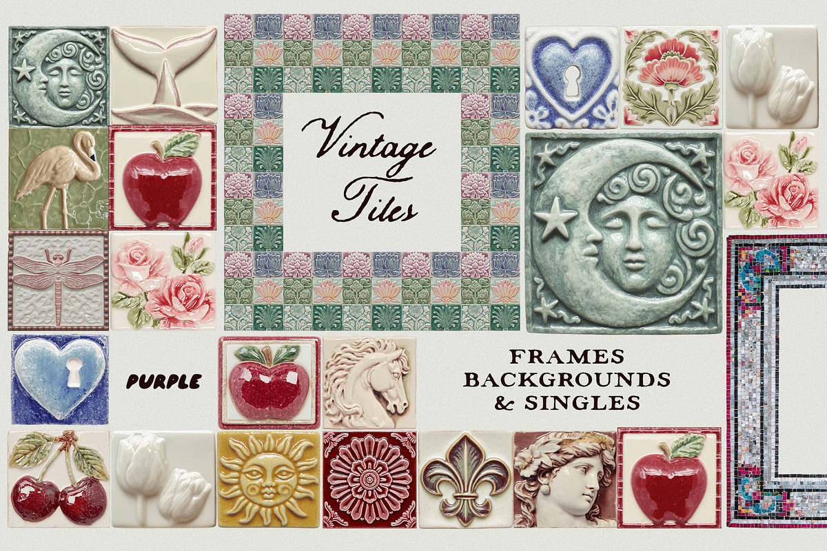 Vintage Tiles: Frames, Backgrounds, an Object Graphic by Purple (Photo 1 of 12)