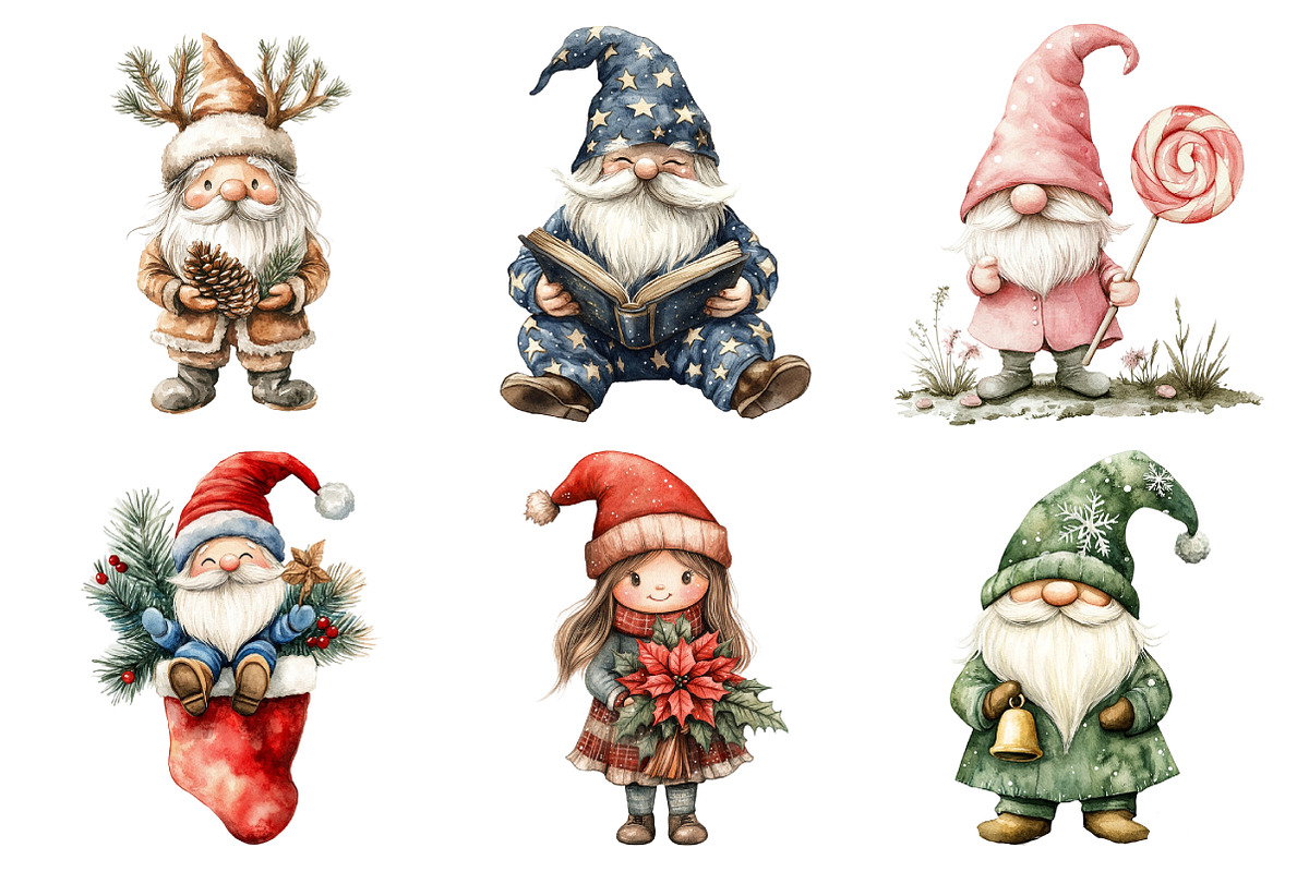 Gnome for the Holidays Set Clipart, an Illustration by Daily.Designs (Photo 4 of 5)