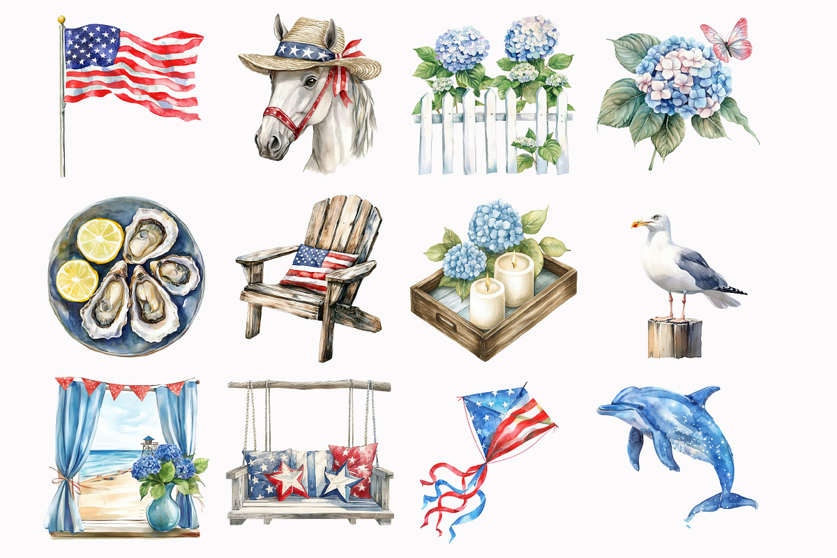 Watercolor Hello July Clipart, an Illustration by Design Market (Photo 3 of 5)