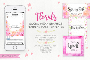 Florals Social Media Graphics, a Templates & Theme by LarysaZabrotskaya