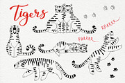 12 Cute Tigers - Clip Art & Pattern, an Animal Illustration by Baksiabat (Thumbnail 3 of 7)