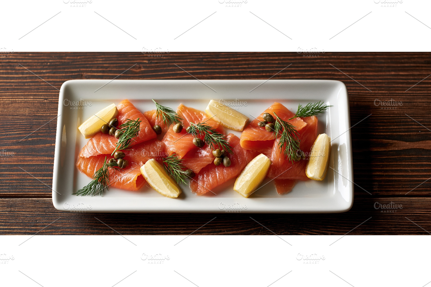 Smoked Salmon Slices with Lemon and, a Food & Drink Photo by piter.goskov