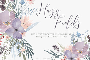 Watercolor Floral Clipart - Hazy