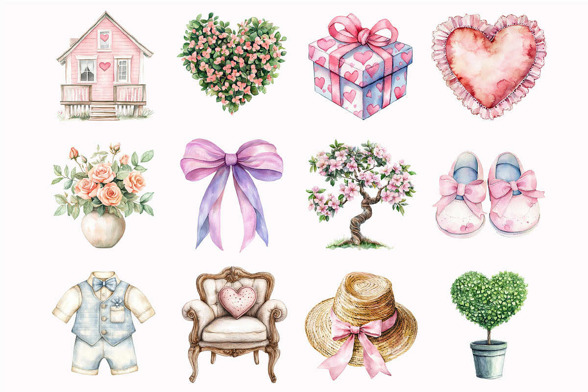 Watercolor Romantic Teddy Bears Clip, a Seasonal Illustration by Design Market (Photo 4 of 5)