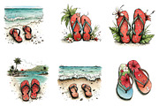 Watercolor Summer Flip Flop Clipart, an Illustration by CreationArt (Thumbnail 6 of 7)