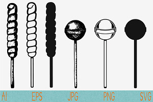 Stick Candy Svg, Sweet, Lollipop Set