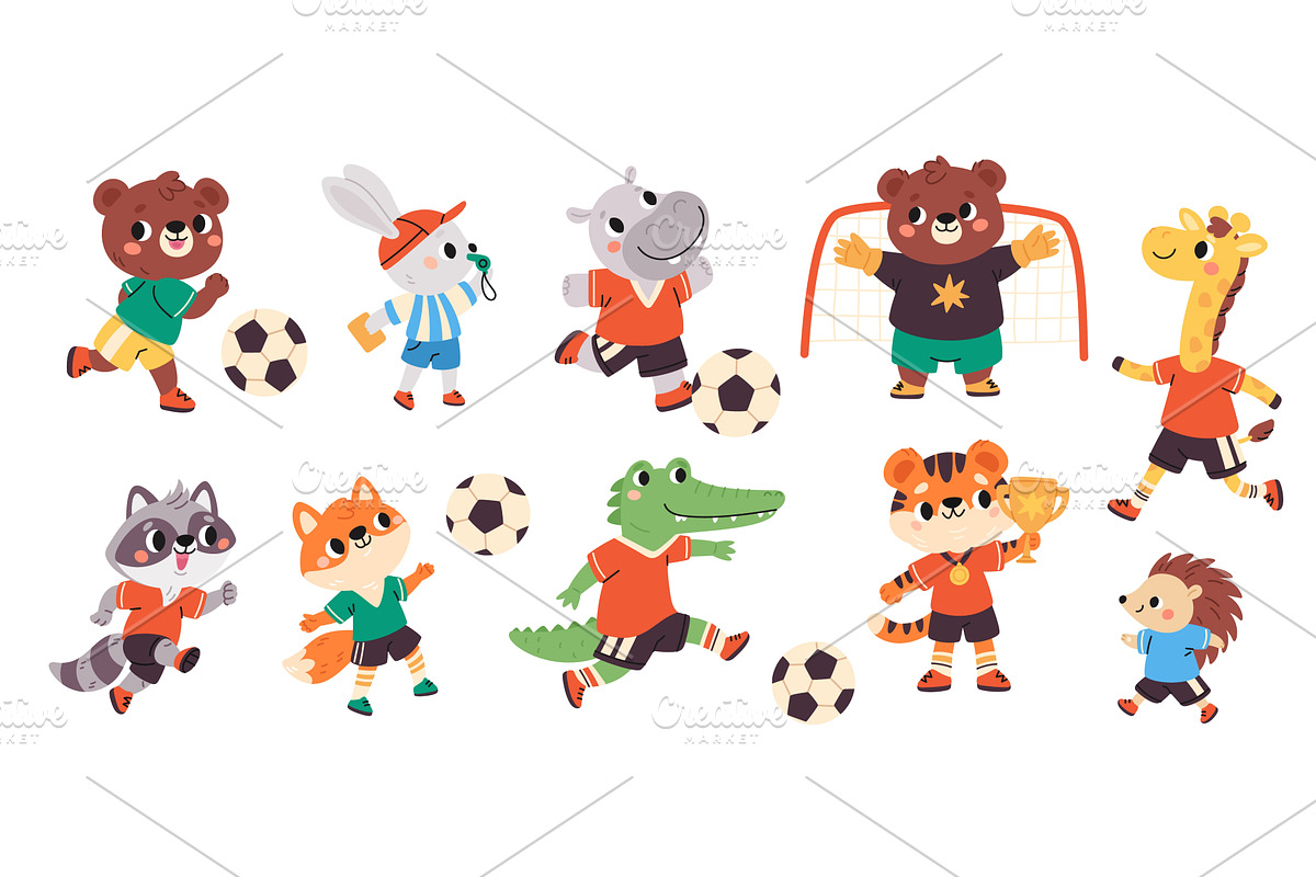 Animals soccer players. Cartoon, a Sport Illustration by YummyBuum