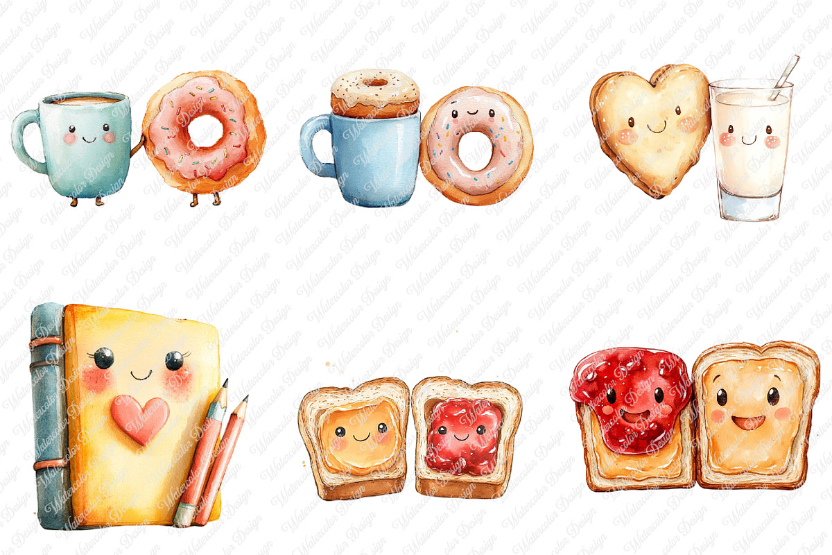 Perfect match kawaii clipart, an Illustration by Watercolor design (Photo 4 of 11)
