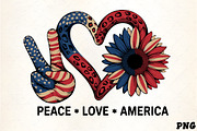 Peace love america patriotic sunflow, an Illustration by CrexoraLab (Thumbnail 1 of 2)
