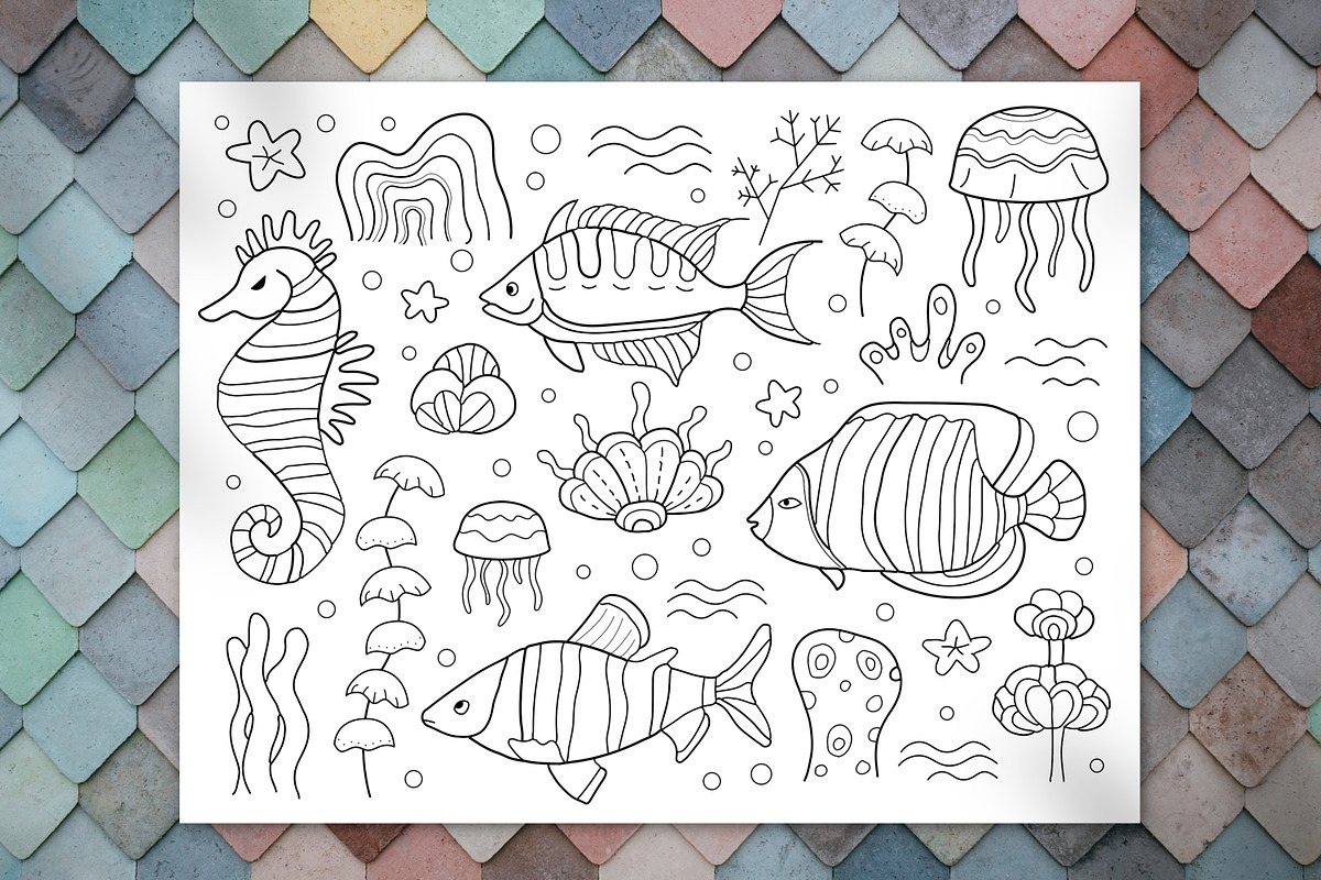 10 Coloring Pages | Sea life, an Animal Illustration by ChristinaDesigns (Photo 3 of 8)